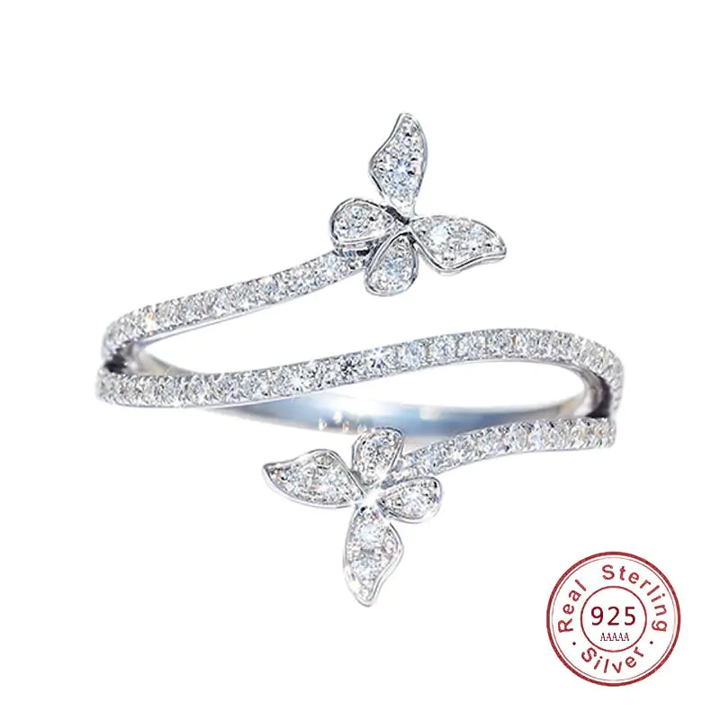Silver Double Butterfly Rings - High Trend Coture