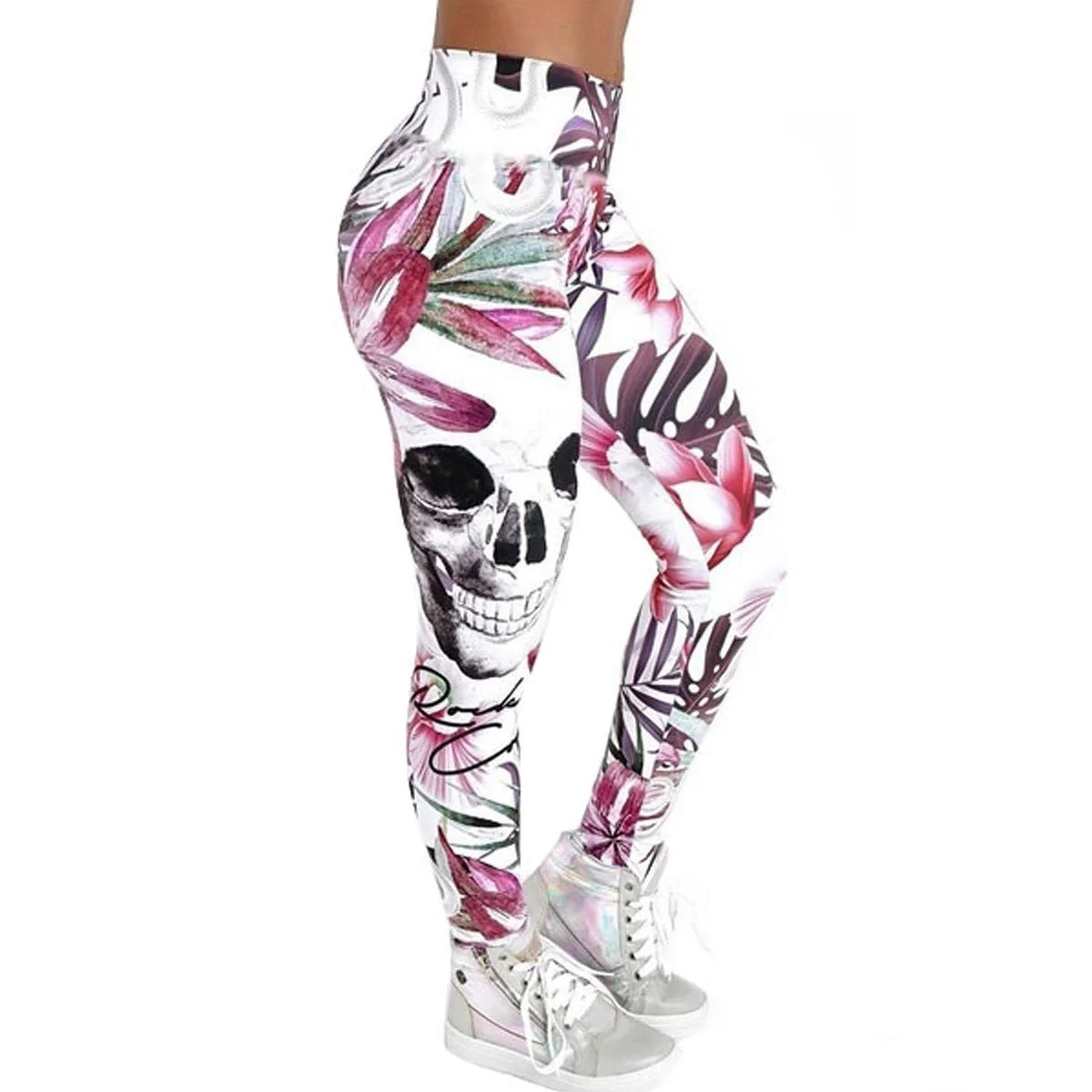 Leggings con Estampado 3D de Cabeza de Calavera - High Trend Coture
