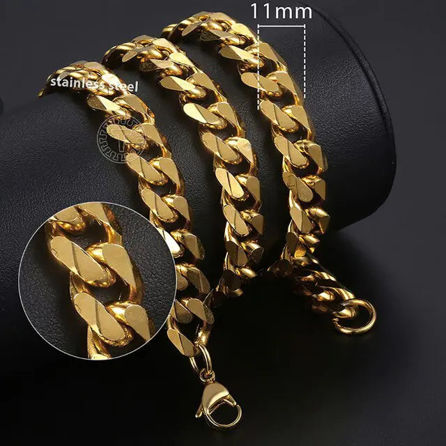 Hip Hop Stainless Steel Curb Cuban Link Necklace - High Trend Coture