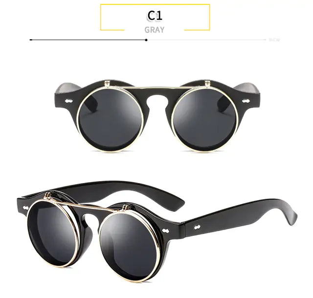 Round Flip Up Sunglasses - High Trend Coture