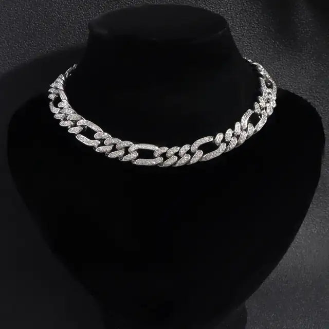 White/Gold Plated Cuban Necklace - High Trend Coture