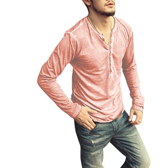 Camiseta Henley Hombre con Botones - High Trend Coture