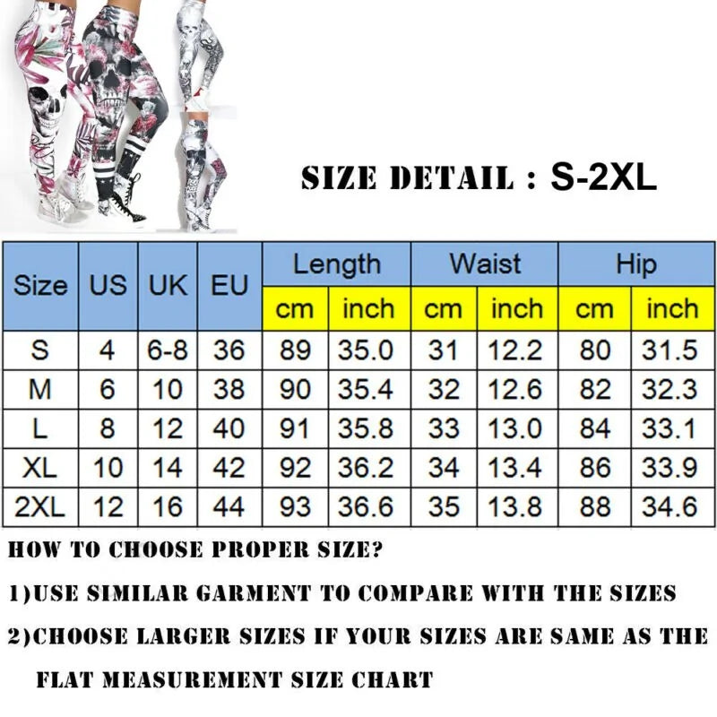 Leggings con Estampado 3D de Cabeza de Calavera - High Trend Coture