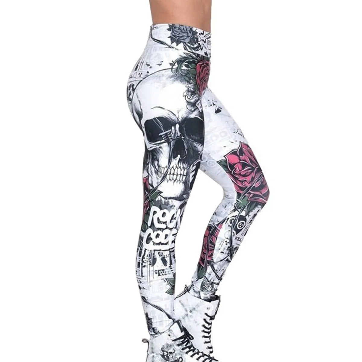 Leggings con Estampado 3D de Cabeza de Calavera - High Trend Coture