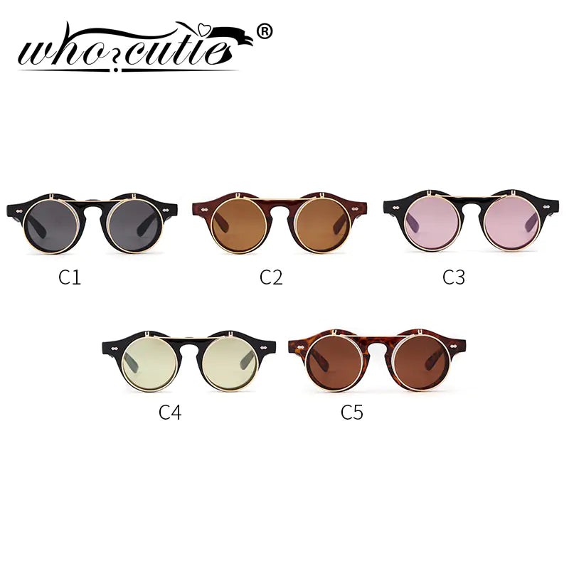 Round Flip Up Sunglasses - High Trend Coture