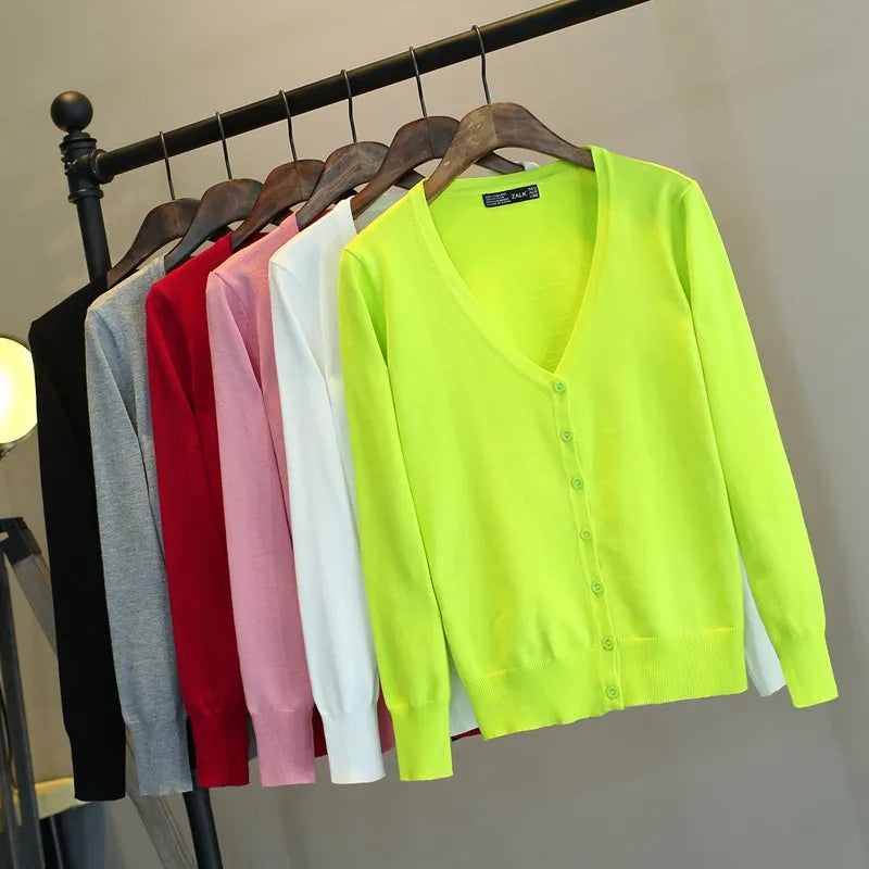Cárdigan de Algodón con Cuello en V para Mujer con Botones