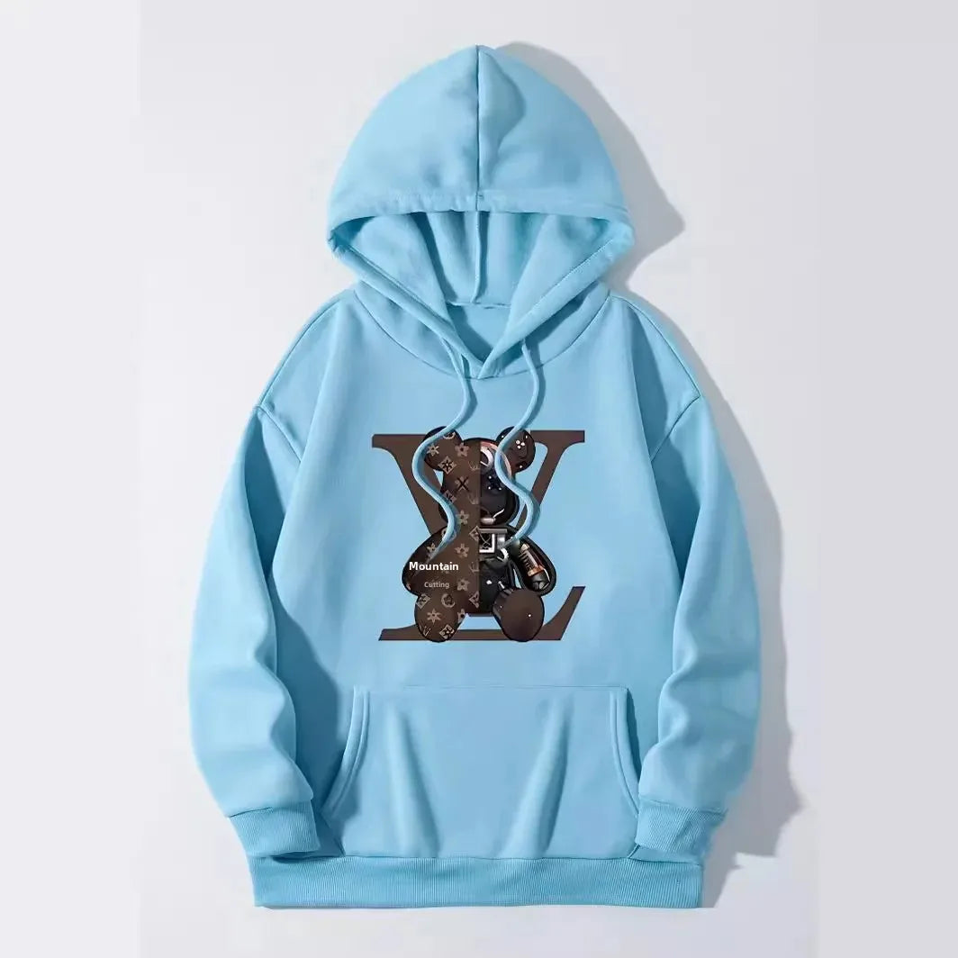 Sudadera Unisex de Algodón con Estampado de Oso Estilo Vuiton
