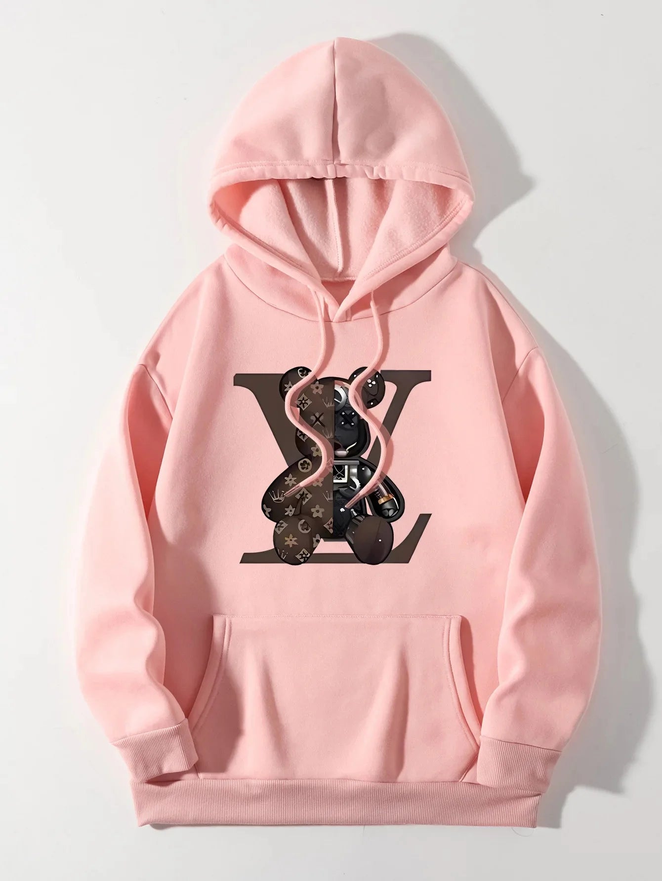 Sudadera Unisex de Algodón con Estampado de Oso Estilo Vuiton