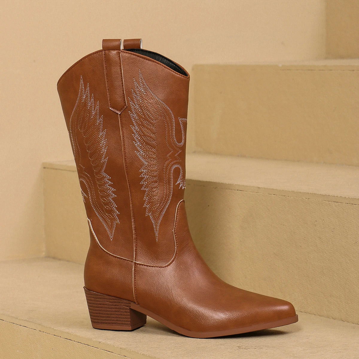 Botas Altas Vaqueras para Mujer Estilo Cowboy con Bordado y Tacón Grueso