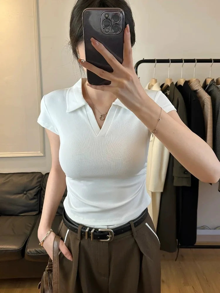 Camiseta Polo Mujer Slim Fit Manga Corta Casual