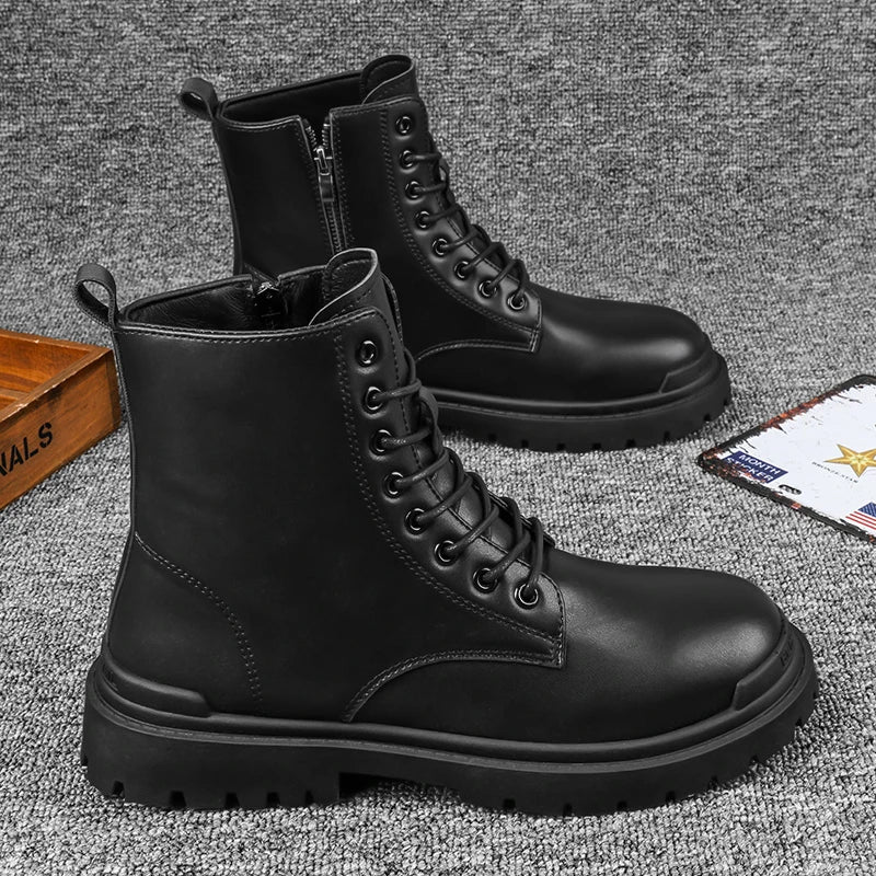 Botas Militares de Cuero Negro para Hombre Diseño Dr. Martens