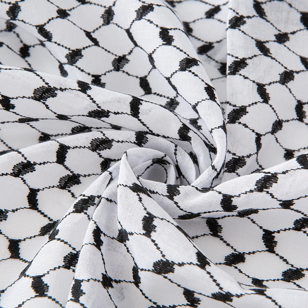 Pañuelo Árabe Tradicional Palestino Blanco y Negro Keffiyeh Arafat Unisex