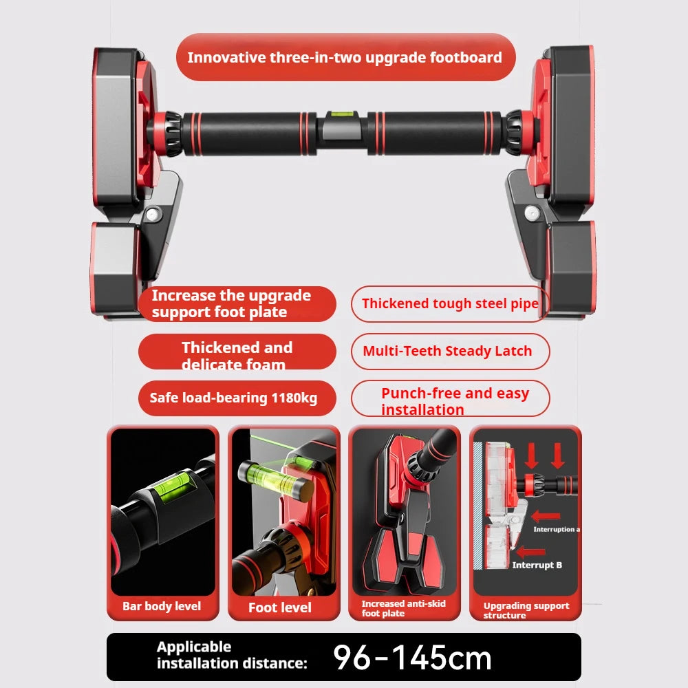 Barra de Dominadas para Puerta Ajustable Sin Tornillos
