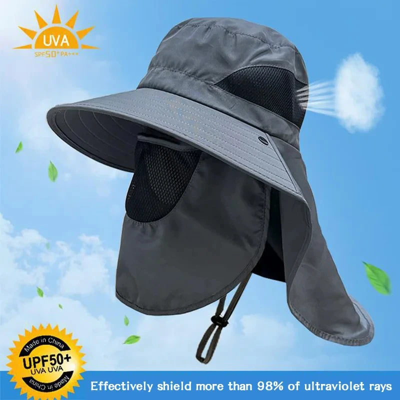 Sombrero Outdoor de Pesca para Hombre con Ala Ancha y Protección Solar UV