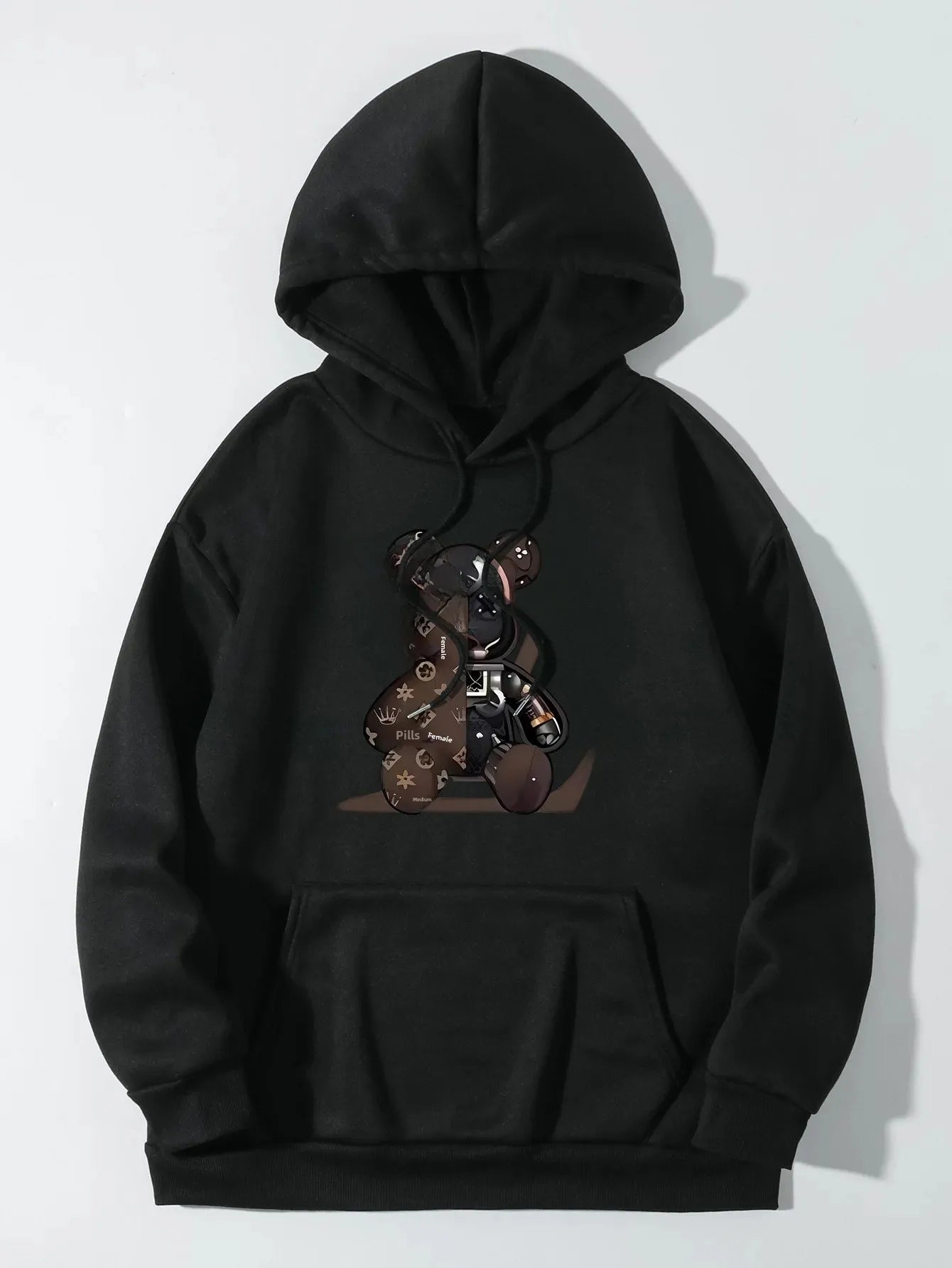 Sudadera Unisex de Algodón con Estampado de Oso Estilo Vuiton