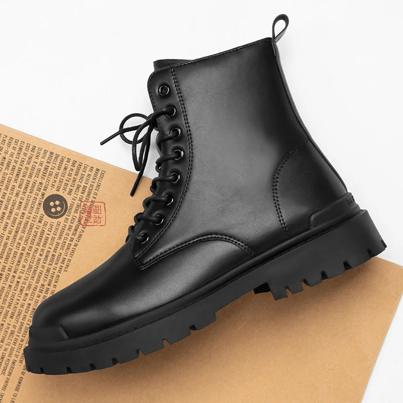 Botas Militares de Cuero Negro para Hombre Diseño Dr. Martens