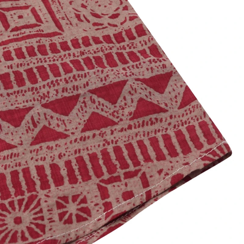 Camisa de Manga Corta para Hombre con Estampado Étnico de Algodón - High Trend Coture