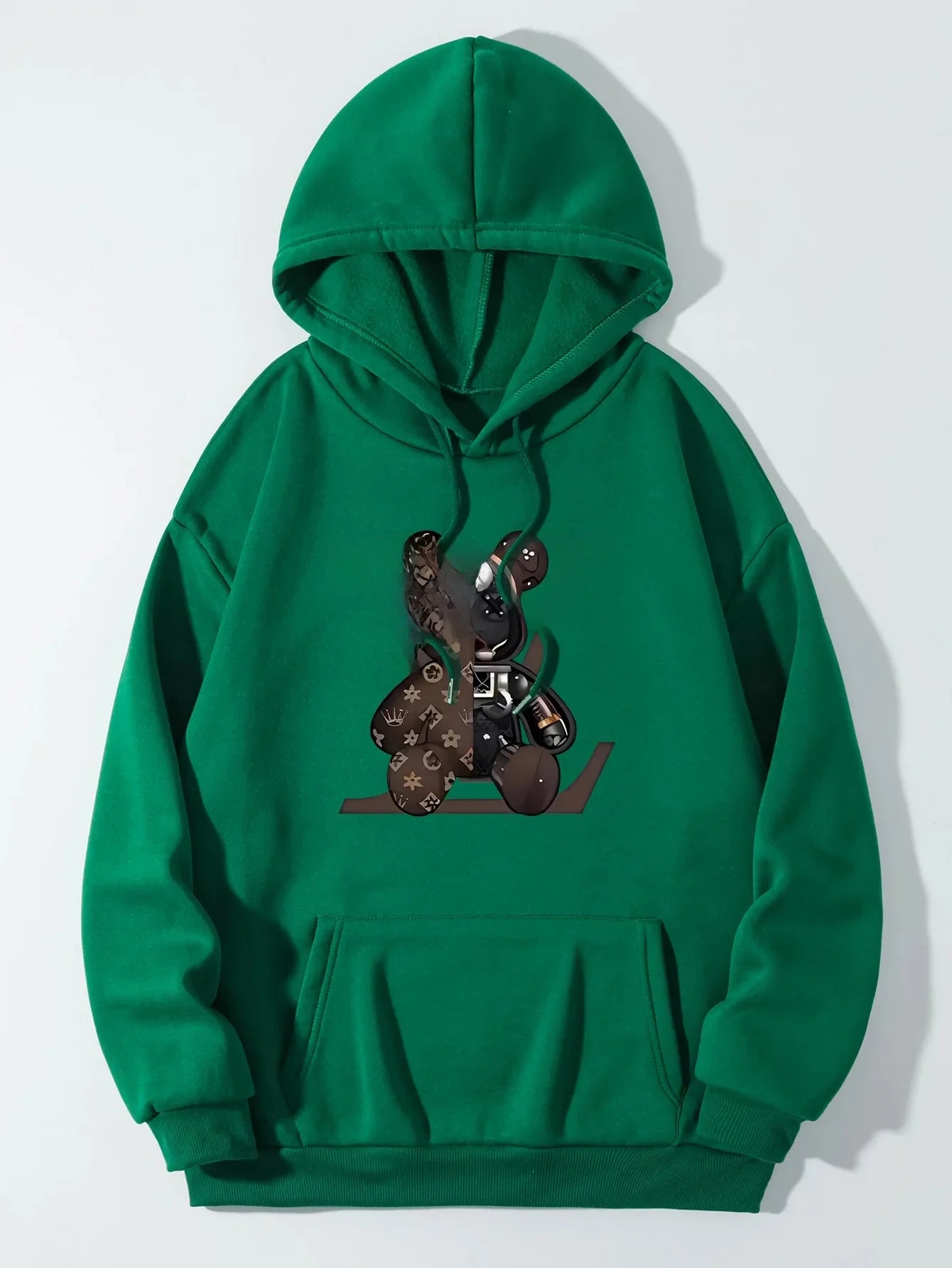Sudadera Unisex de Algodón con Estampado de Oso Estilo Vuiton