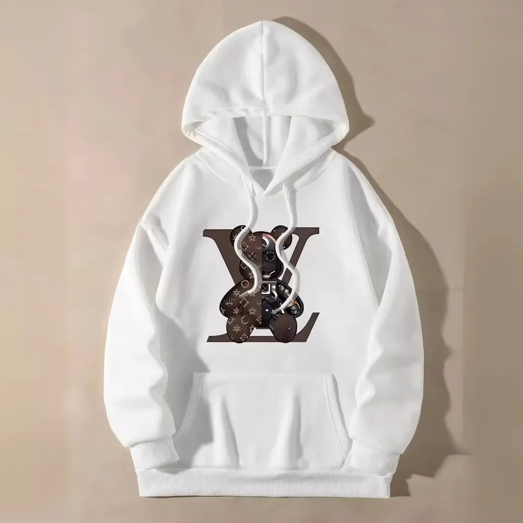 Sudadera Unisex de Algodón con Estampado de Oso Estilo Vuiton
