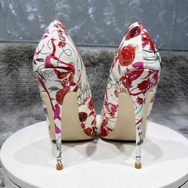 Zapatos stilettos estampado flores - High Trend Coture