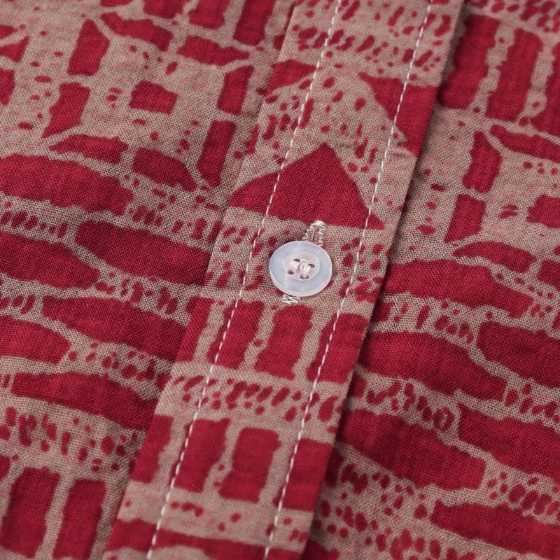Camisa de Manga Corta para Hombre con Estampado Étnico de Algodón - High Trend Coture