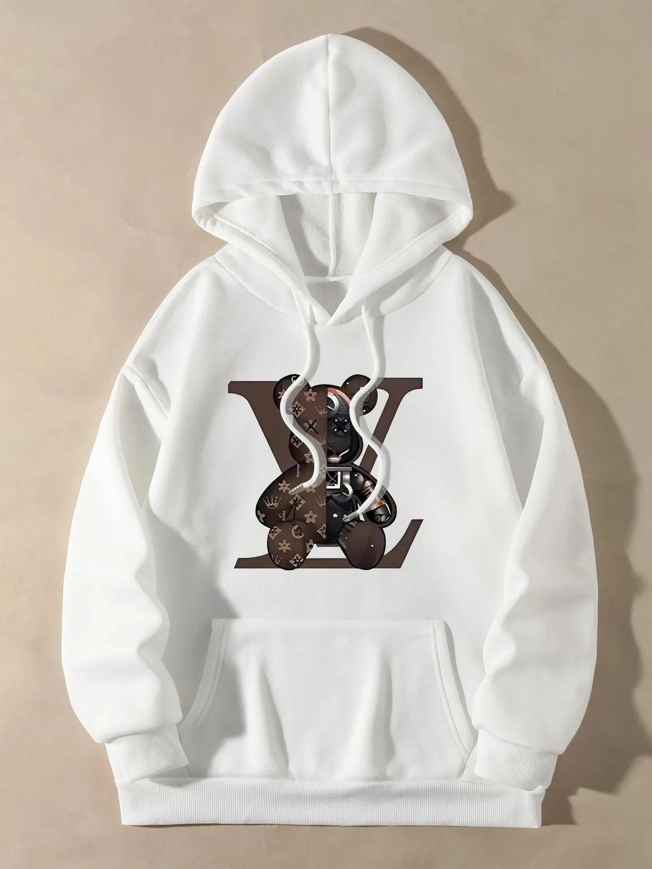 Sudadera Unisex de Algodón con Estampado de Oso Estilo Vuiton