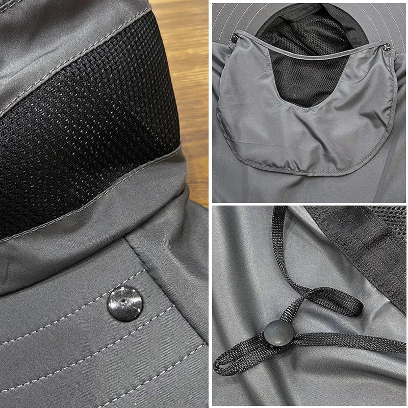 Sombrero Outdoor de Pesca para Hombre con Ala Ancha y Protección Solar UV