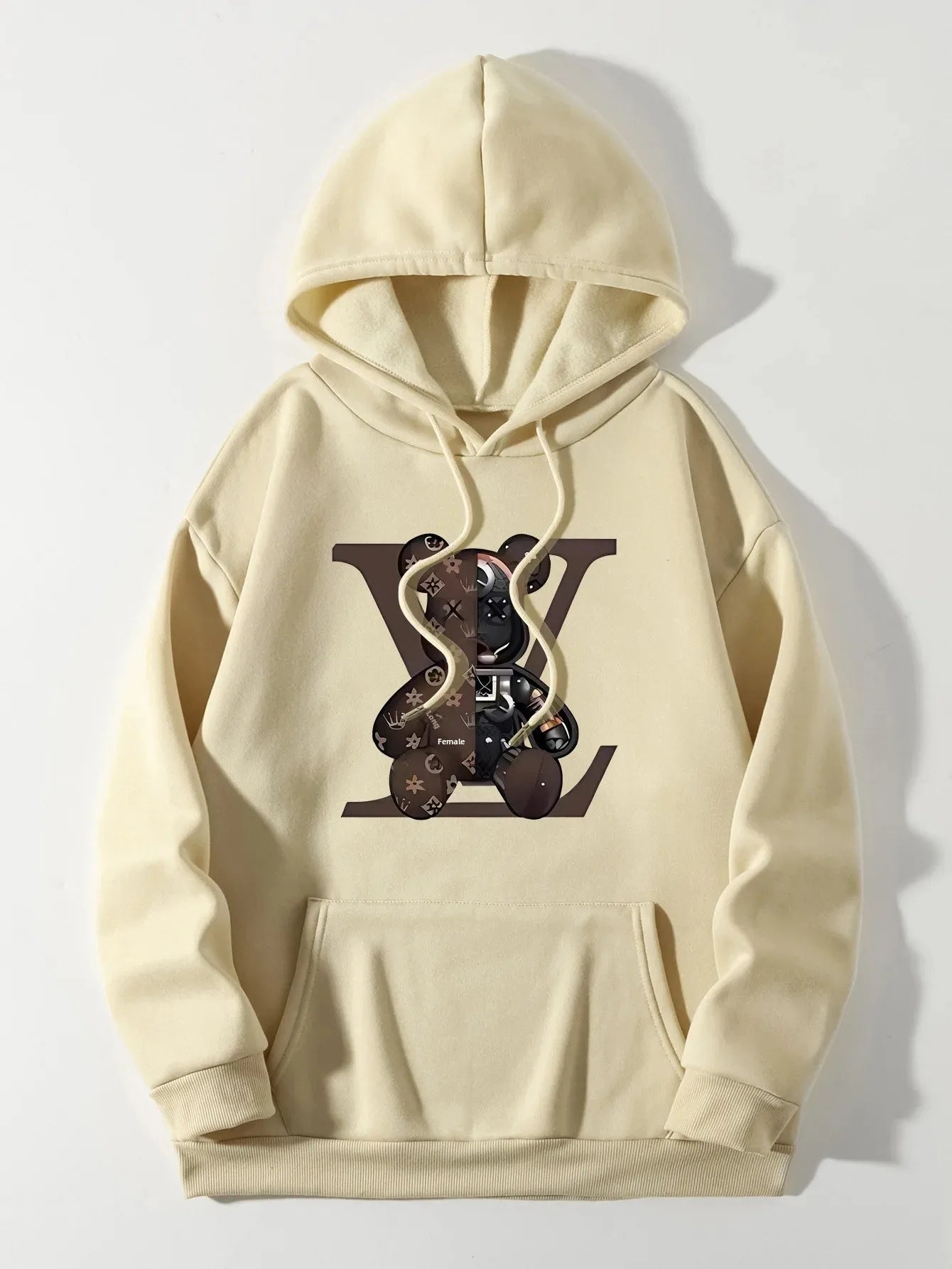 Sudadera Unisex de Algodón con Estampado de Oso Estilo Vuiton