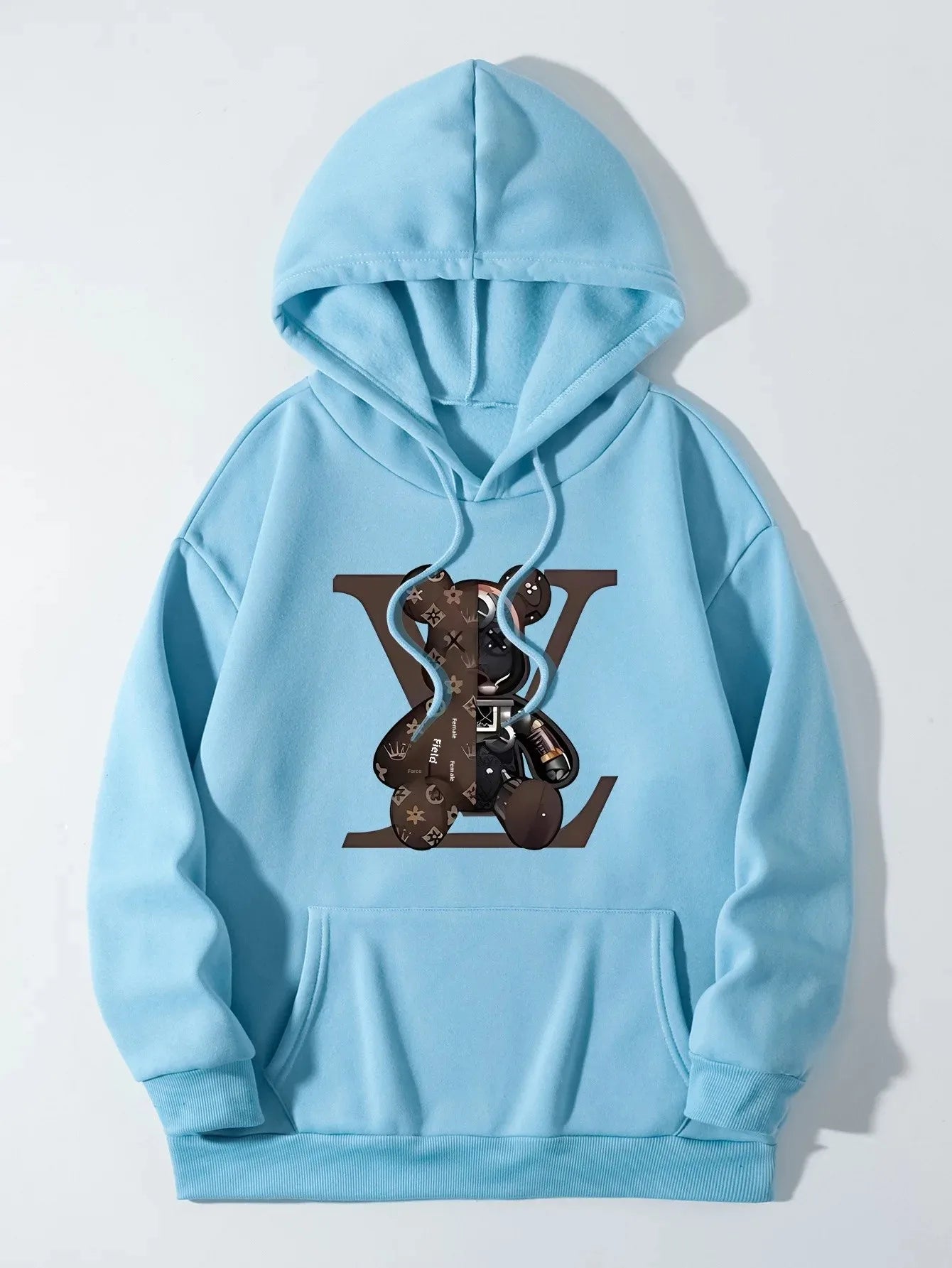 Sudadera Unisex de Algodón con Estampado de Oso Estilo Vuiton