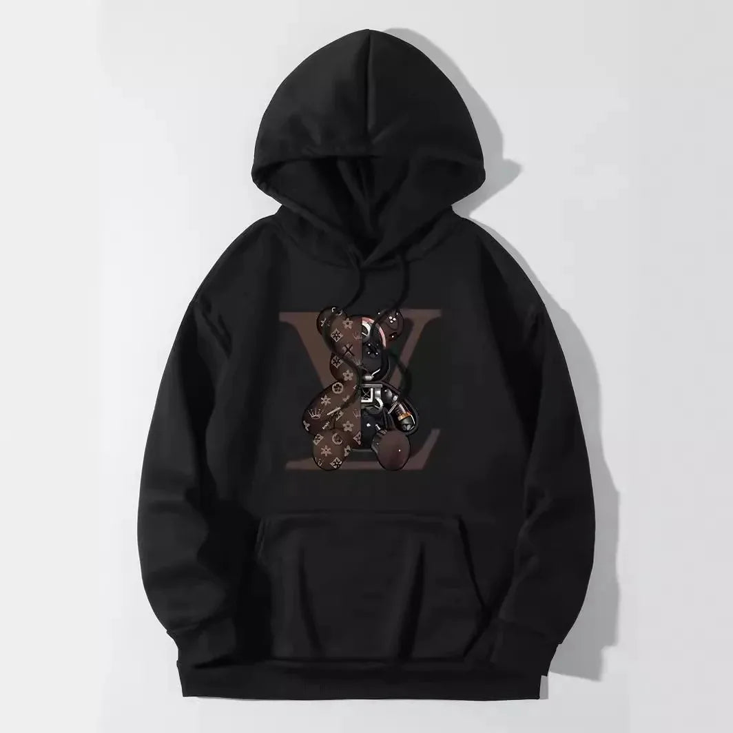 Sudadera Unisex de Algodón con Estampado de Oso Estilo Vuiton
