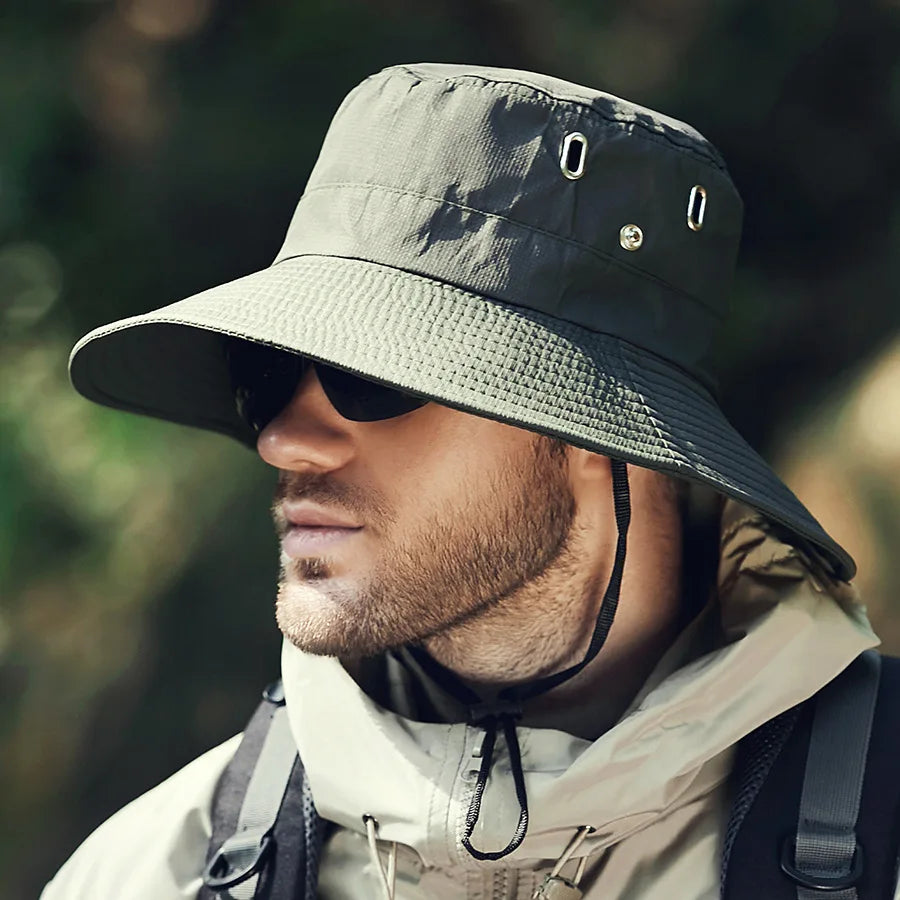 Sombrero Bucket para Hombre de Verano con Ala Ancha y Protección Solar