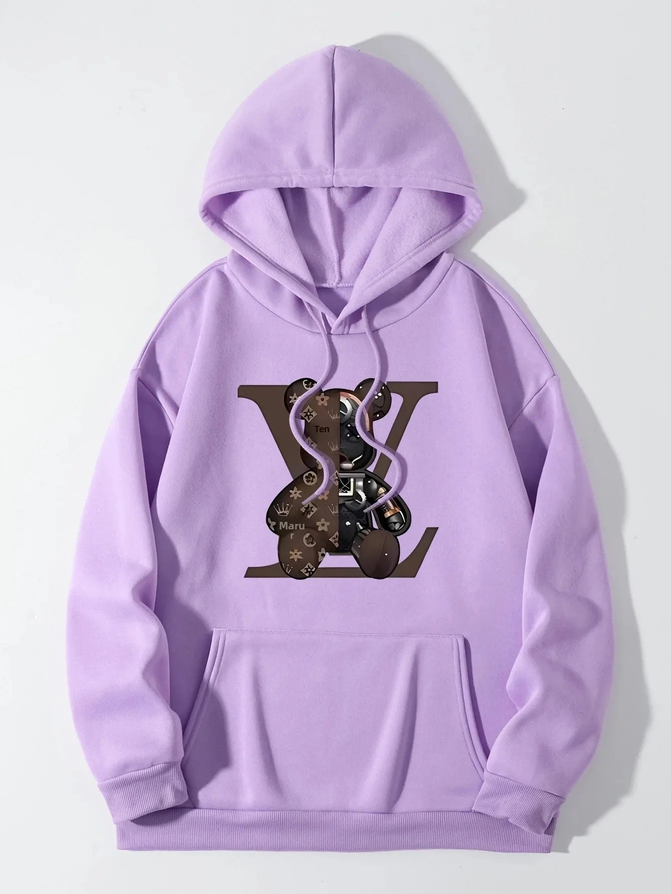 Sudadera Unisex de Algodón con Estampado de Oso Estilo Vuiton