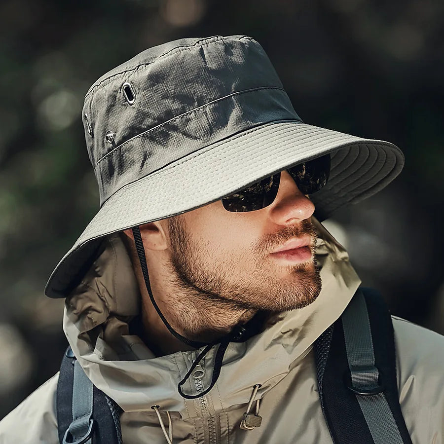 Sombrero Bucket para Hombre de Verano con Ala Ancha y Protección Solar