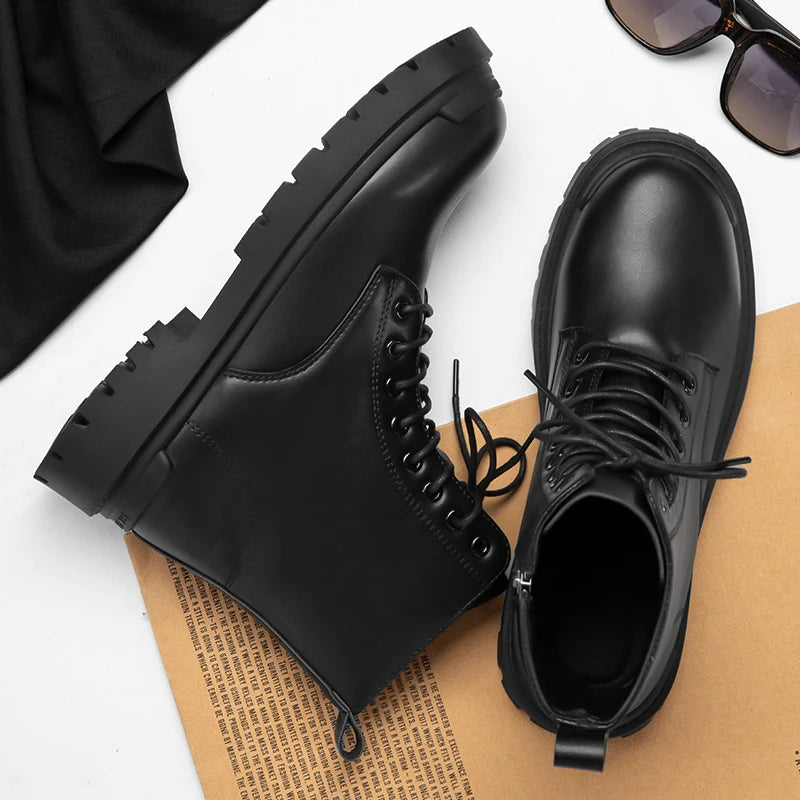 Botas Militares de Cuero Negro para Hombre Diseño Dr. Martens