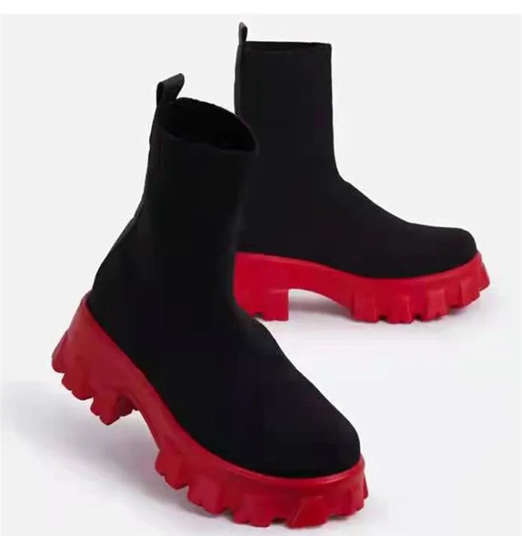 Botas para Mujer con Plataforma Estilo Calcetín