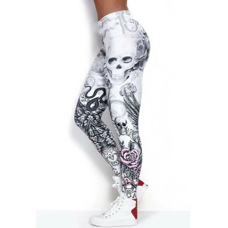 Leggings con Estampado 3D de Cabeza de Calavera - High Trend Coture