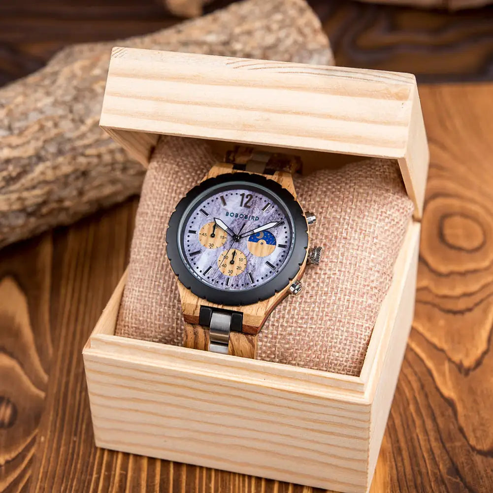 Luxury Wooden Chronograph Watch for Men - High Trend Coture