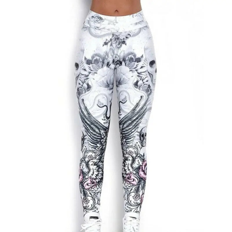 Leggings con Estampado 3D de Cabeza de Calavera - High Trend Coture