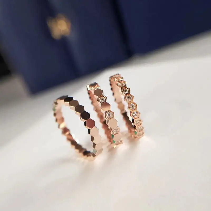 Honeycomb Stacking Rings (3Pc Set) - High Trend Coture