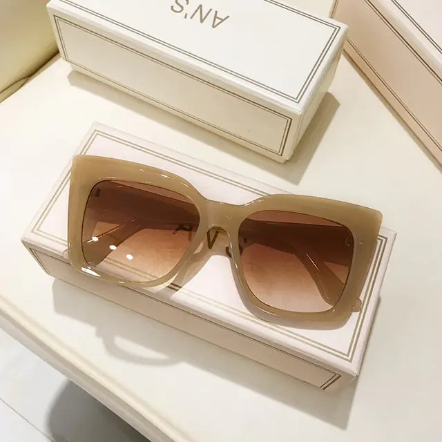 Rectangle Big Frame Cat Eye Sunglasses - High Trend Coture
