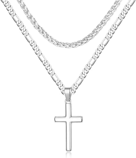 Sterling Silver Layered Cross Necklace - High Trend Coture