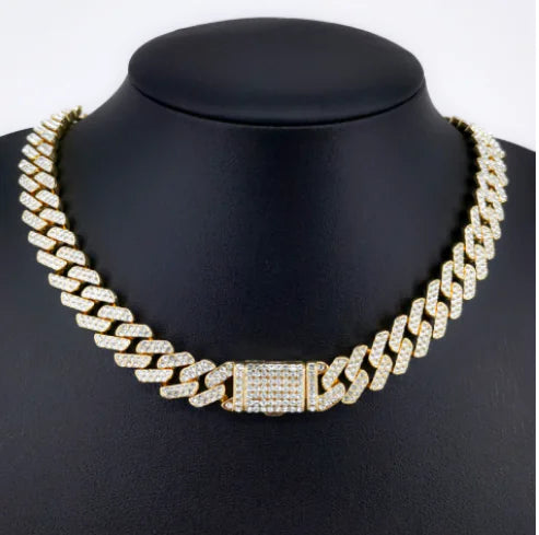 Gold Plated Iced Out Chain for Men and Women Cuban Chain Necklace - High Trend Coture