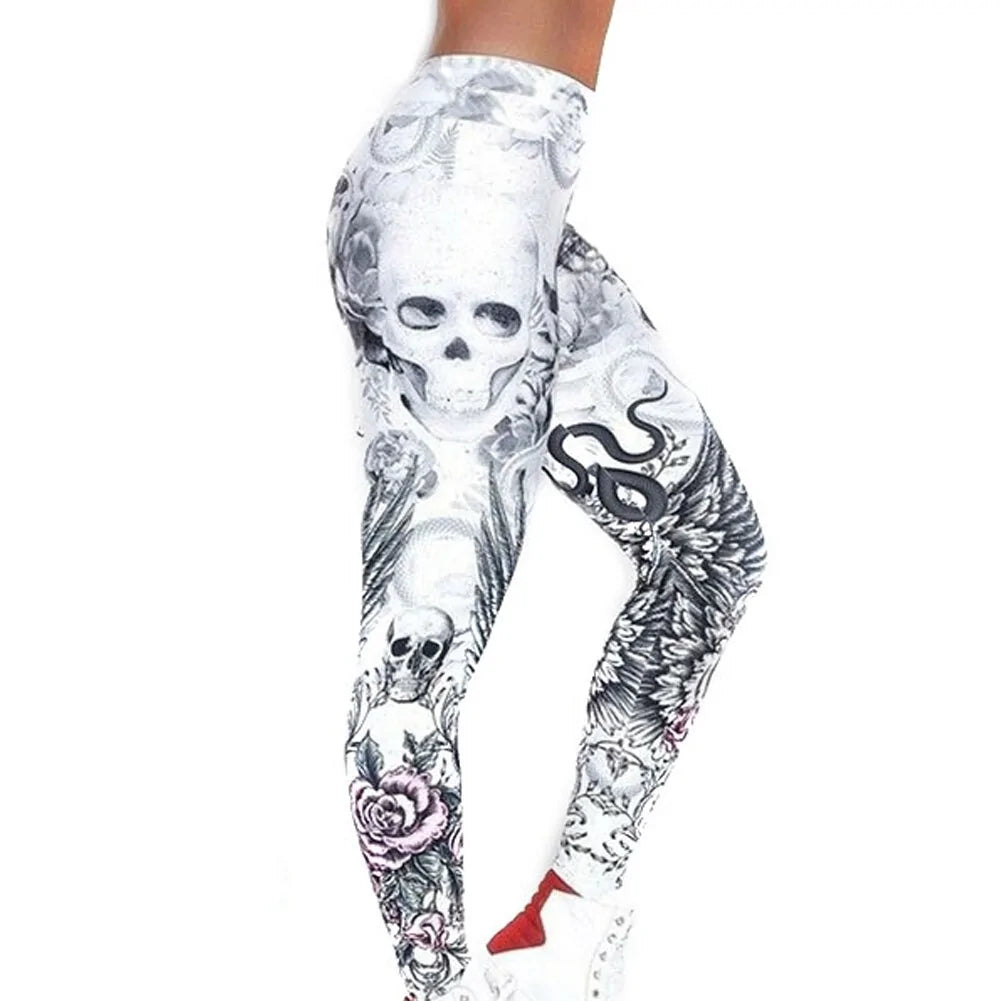 Leggings con Estampado 3D de Cabeza de Calavera - High Trend Coture