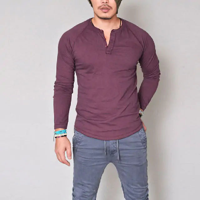 Camiseta Hombre Manga Larga Cuello en V - High Trend Coture