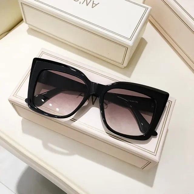 Rectangle Big Frame Cat Eye Sunglasses - High Trend Coture