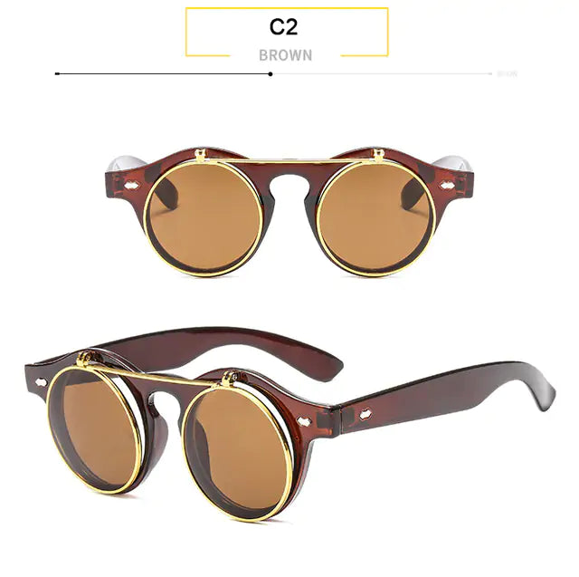 Round Flip Up Sunglasses - High Trend Coture