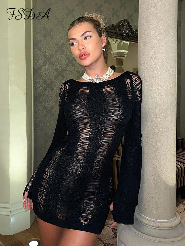 Vestido de Playa Tela Transparente y Espalda Descubierta - High Trend Coture