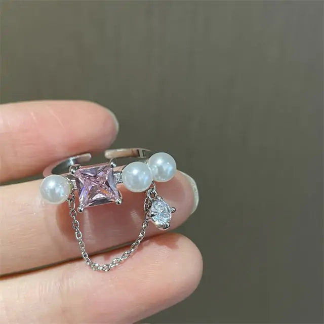 Crystal Love Heart Open Rings - High Trend Coture