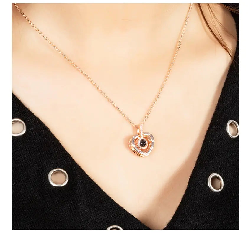 Projection Necklace 100 Languages I Love You Pendant Jewelry - High Trend Coture