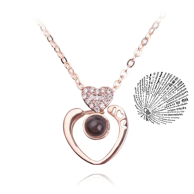 Projection Necklace 100 Languages I Love You Pendant Jewelry - High Trend Coture